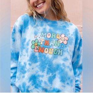 Elevated Faith More Than Enough Crewneck in Blue Tie-Dye Graphic Sweatshirt